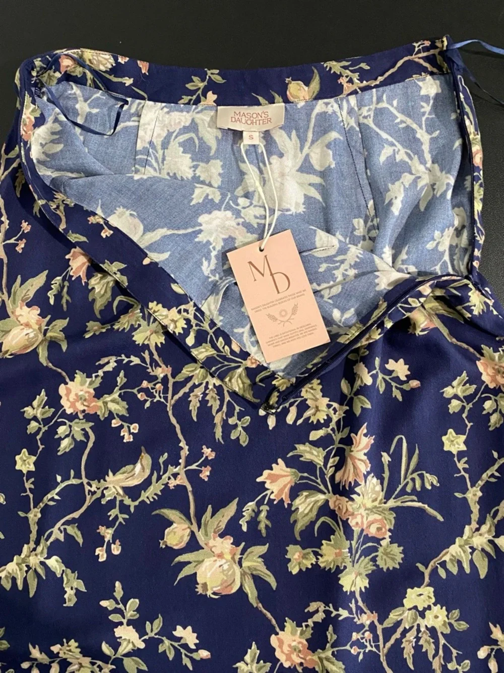 Mason’s Daughter Blue Pink Floral Lace Hem Maxi Skirt Small Cottagecore Prairie